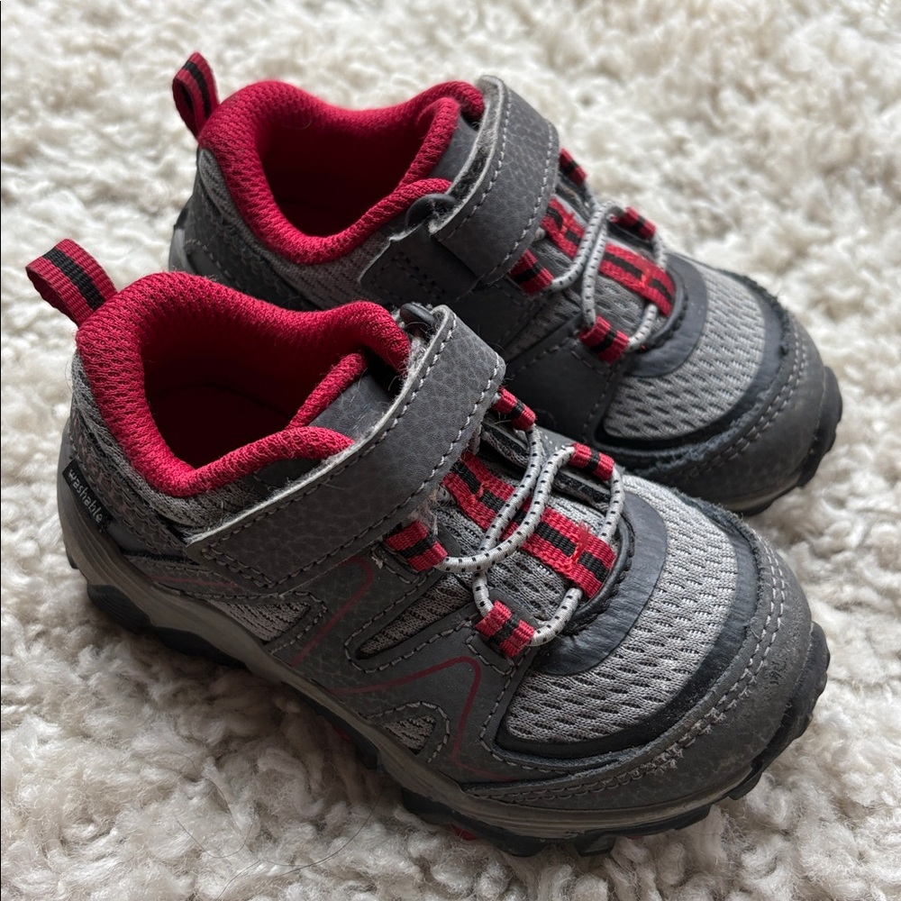 Merrell Gray and Red Toddler Hiking Shoes